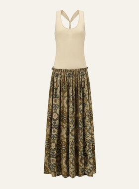 INTO THE EAST 26春夏 棕榈卷草卷带背心连衣裙