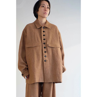 日本工匠common 60%OFF 亚麻 单排扣翻领羊毛夹克 place KLASICA