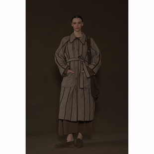 Mutedance 翻领花染腰带大衣外套