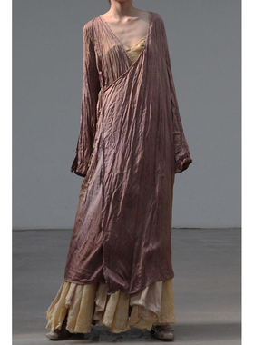 60%OFF elapsing 高程度手工花染褶皱侧绑带开衫 连衣裙系列