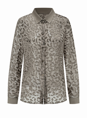 RUI built 26春夏 真丝豹纹烧花衬衣衬衫