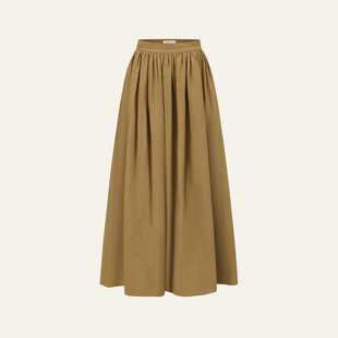 INTO THE EAST 26春夏 杏黄色亚麻碎褶半裙