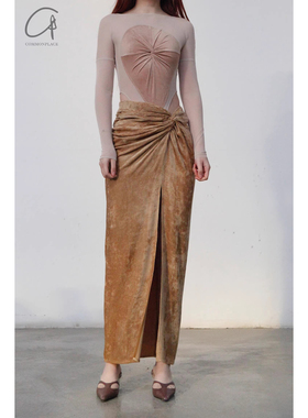 70%OFF OUDE WAAG  灯芯绒纽结开衩半身裙系列