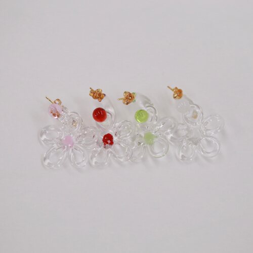 LEVENS  迷你玻璃箍+雏菊魅力单只耳钉