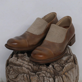 立陶宛低帮单鞋 Cherevichkiotvichki 上蜡小牛皮拼接弹力麻 手作