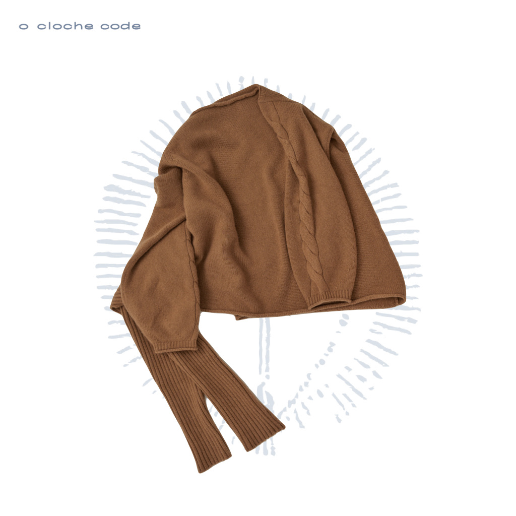 o cloche code 羊绒绑带斜肩毛衣