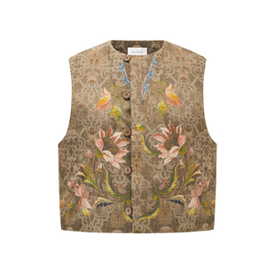 INTO THE EAST 25秋冬 桑蚕丝印花棉马甲