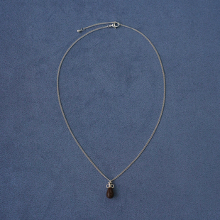 纯银卵石红酒泪滴编绳长项链 PEPE SALE