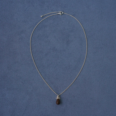 SALE E PEPE 纯银卵石红酒泪滴编绳长项链