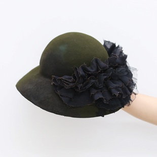 commonplace 蔓延蕾丝多层次花轻烧边檐兔毛帽子 70%OFF Horisaki