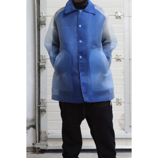 渐变蓝纤维编织翻领风衣 Stone commonplace Corner 90%OFF