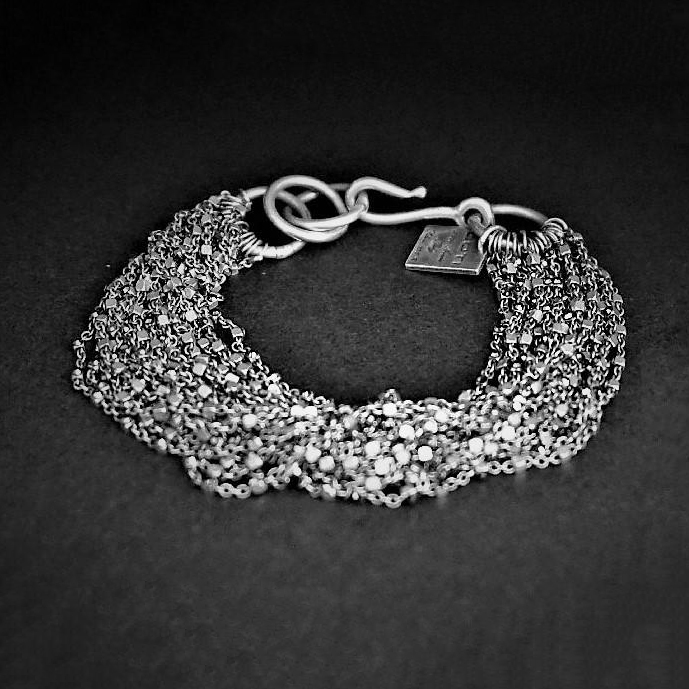 GOTI 斑铜矿晶体手链 925银 BR1061 意大利 工匠