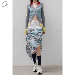 40%OFF  NAN KNITS 拼色坑条V领针织衫  commonplace 品牌集合店