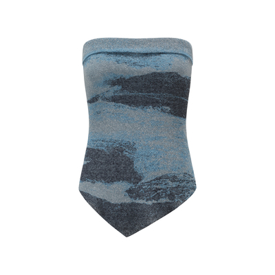 SWAYING SS26 翻边大海提花抹胸