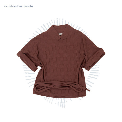 o cloche code 25秋冬 方块格纽结上衣/阔腿长裤美利奴羊毛针织