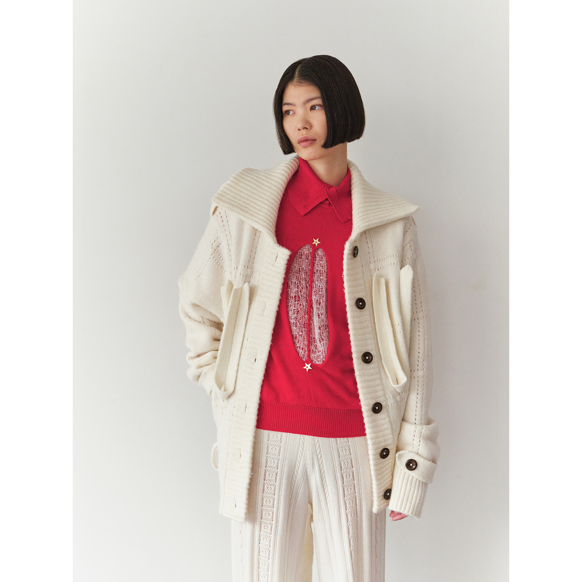 NAN KNITS 25秋冬 镂空绞花星星背心