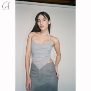 40%OFF 纯色褶皱抹胸 MIAOU