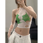 R003系列 Rui Zhou 撞色交叉水晶珍珠链吊带抹胸