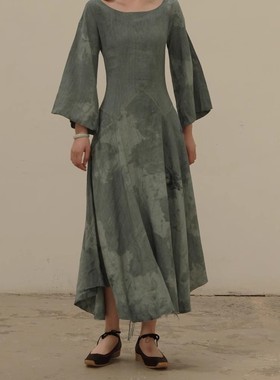 80%OFF Pengtai  高程度手工 亚麻墨染连衣裙