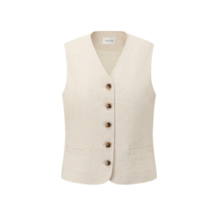 INTO THE EAST 25秋冬 象牙白颗粒肌理v领马甲/灯笼裤