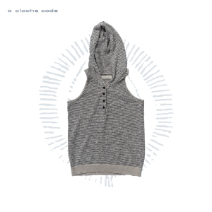o cloche code 26SS 条纹连帽背心