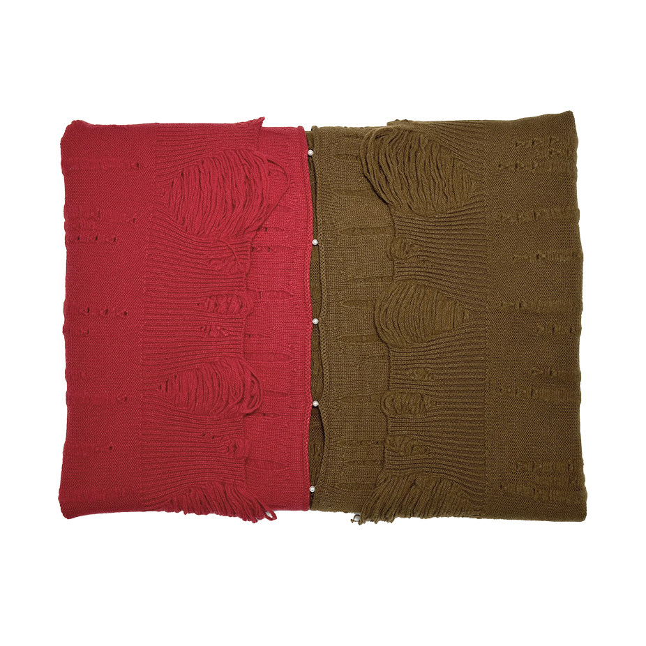 RUI built 25秋冬 羊毛浮线拼色盖毯围巾