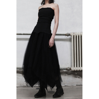 le多层不规则半身裙丝绸法国