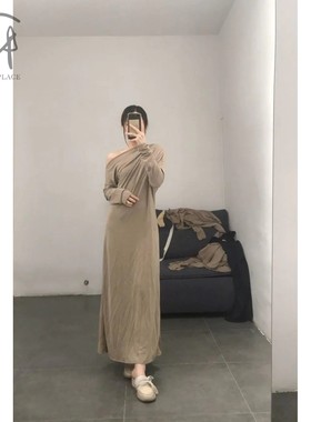 50%OFF elapsing 不对称一字领露肩连衣裙 多穿手作