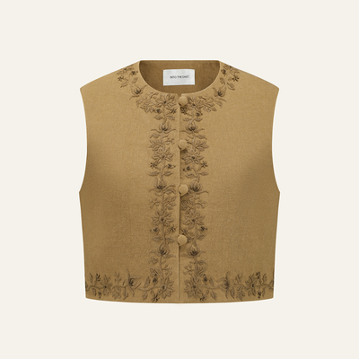 INTO THE EAST 亚麻绣花马甲/短裤