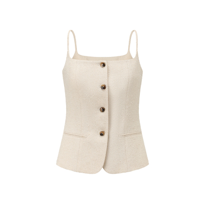 INTO THE EAST 25秋冬 象牙白颗粒肌理吊带背心/宽松半裙