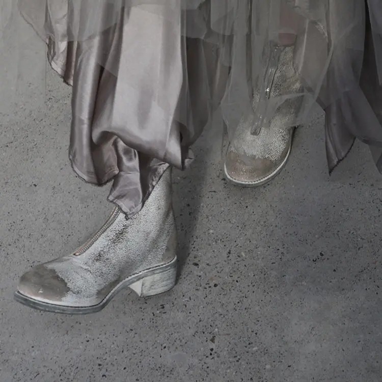 Guidi PL1_NTR 圆头前拉链靴 意大利手作
