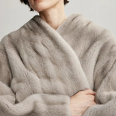 日系贵妇牌紫标皇冠天鹅绒小母貂银兰本色水貂卡拉库羊皮皮草外套