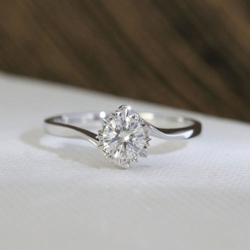 【扭臂雪花】天然真钻石结婚钻戒GIA证书50分1克拉18K金/铂金
