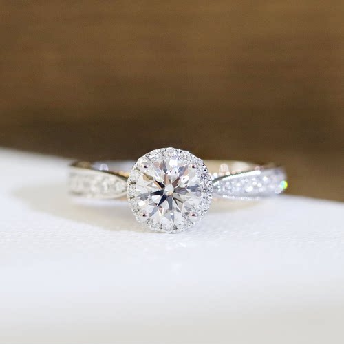 设极豪华双色金求婚钻戒天然正钻