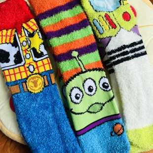 毛毛玩具总动员三眼仔巴斯光年胡迪卡通可爱毛绒袜子中筒袜女袜