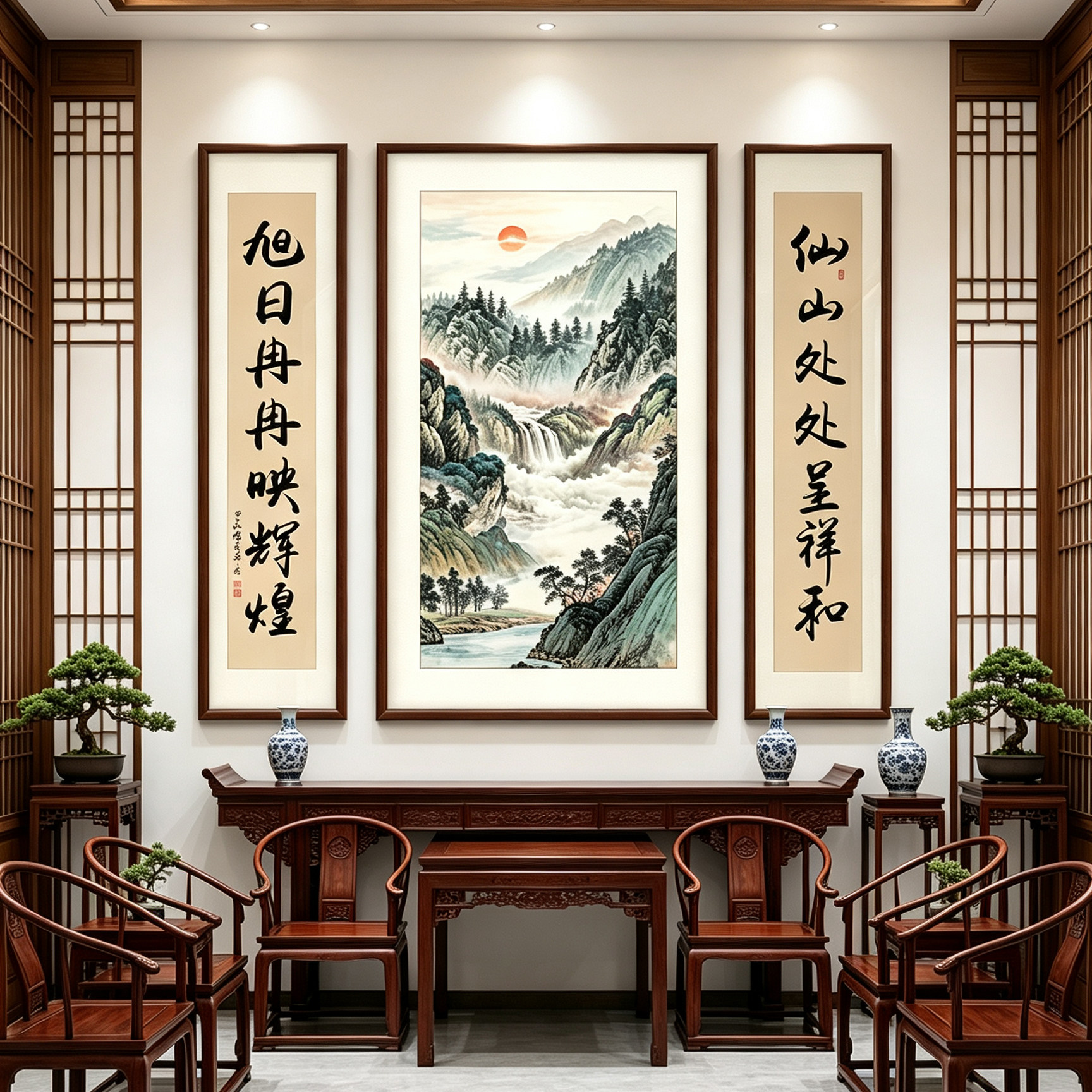 旭日东升中堂画客厅挂画农村堂屋现代装饰画