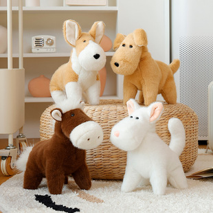 呆萌可爱小狗狗公仔柯基犬毛绒玩具金毛西高地儿童安抚玩偶布娃娃