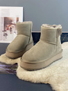 羊毛雪地靴女厚底牛皮皮毛一体短靴子2024侧拉链加绒东北雪地棉鞋