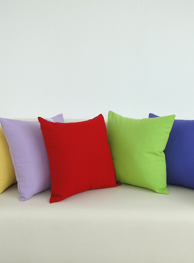促销纯色帆布 沙发靠垫套 靠枕抱枕套 办公室腰枕含芯 全棉帆布艺