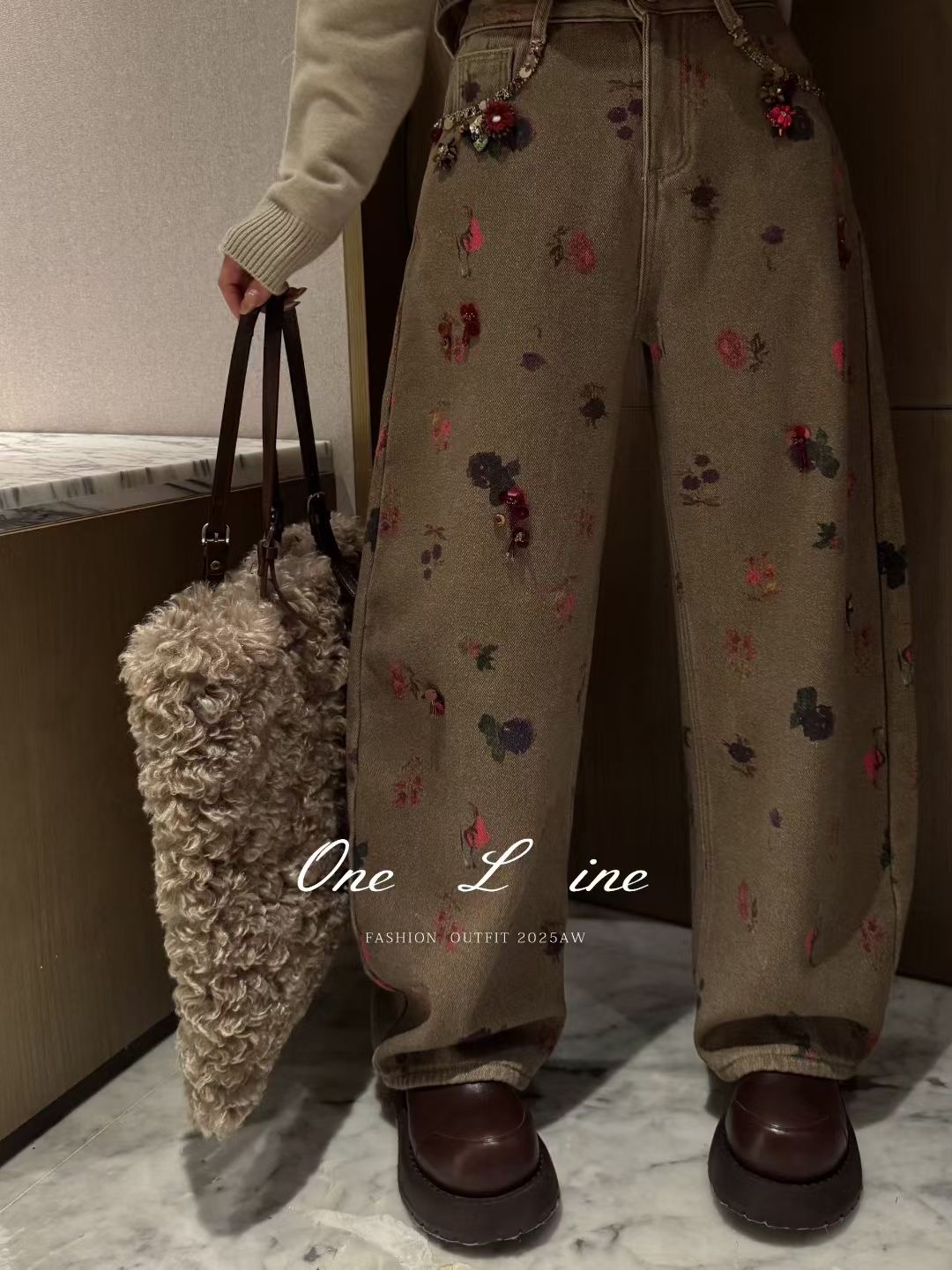 2025新款女装时尚气质百搭显瘦重工加厚牛仔裤