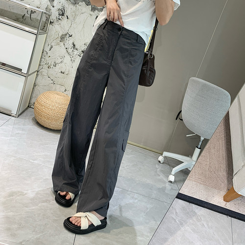 夏季冰感超薄速干弹力阔腿工装裤