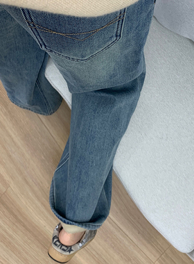 自留强推！2025年小个子阔腿裤软糯加绒弹力宽松直筒牛仔裤女秋冬