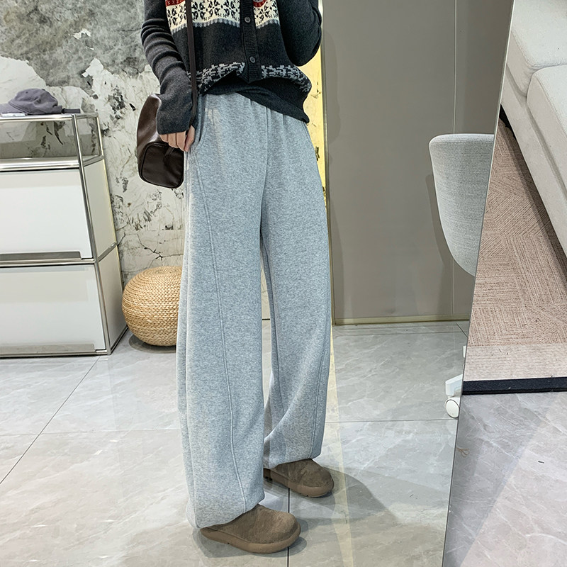 保暖加绒加厚宽松卫裤女2穿抽绳弯刀显瘦阔腿休闲裤松紧腰运动裤,女装/女士精品,休闲裤,淘宝优惠券,粉丝福利购,淘宝优惠卷