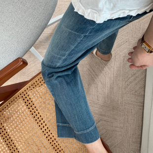 女夏薄九分小个子显直阔腿裤 颜色版 型在线四面弹直筒显瘦牛仔裤