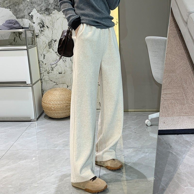 敲显瘦羊毛窄版直筒裤宽松加绒通勤风休闲裤女秋冬保暖百搭阔腿裤,女装/女士精品,休闲裤,淘宝优惠券,粉丝福利购,淘宝优惠卷