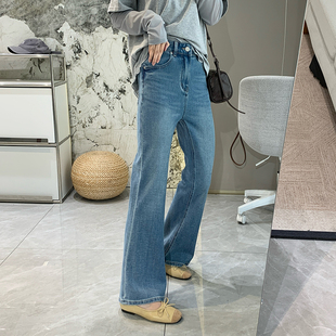 四面弹九分直筒阔腿裤 实力显瘦 新款 女春季 小个子显直微喇牛仔裤