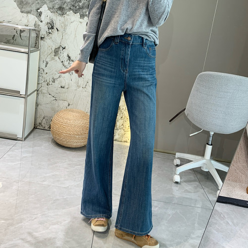 修腿筒喇裤四面弹微喇牛仔裤秋女