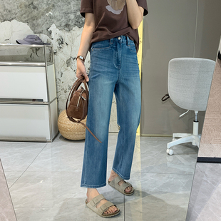 高腰显瘦九分直筒裤 新款 女2026早春季 怒推小个子四面弹直筒牛仔裤