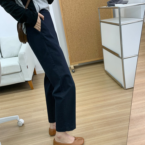 弹力显瘦通勤休闲裤小个子直筒春