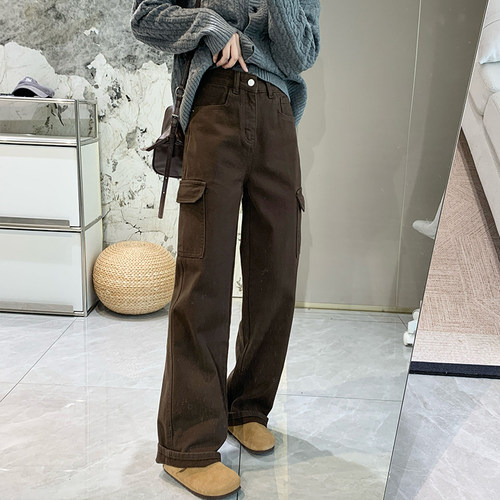 美拉德工装纯棉牛仔裤女